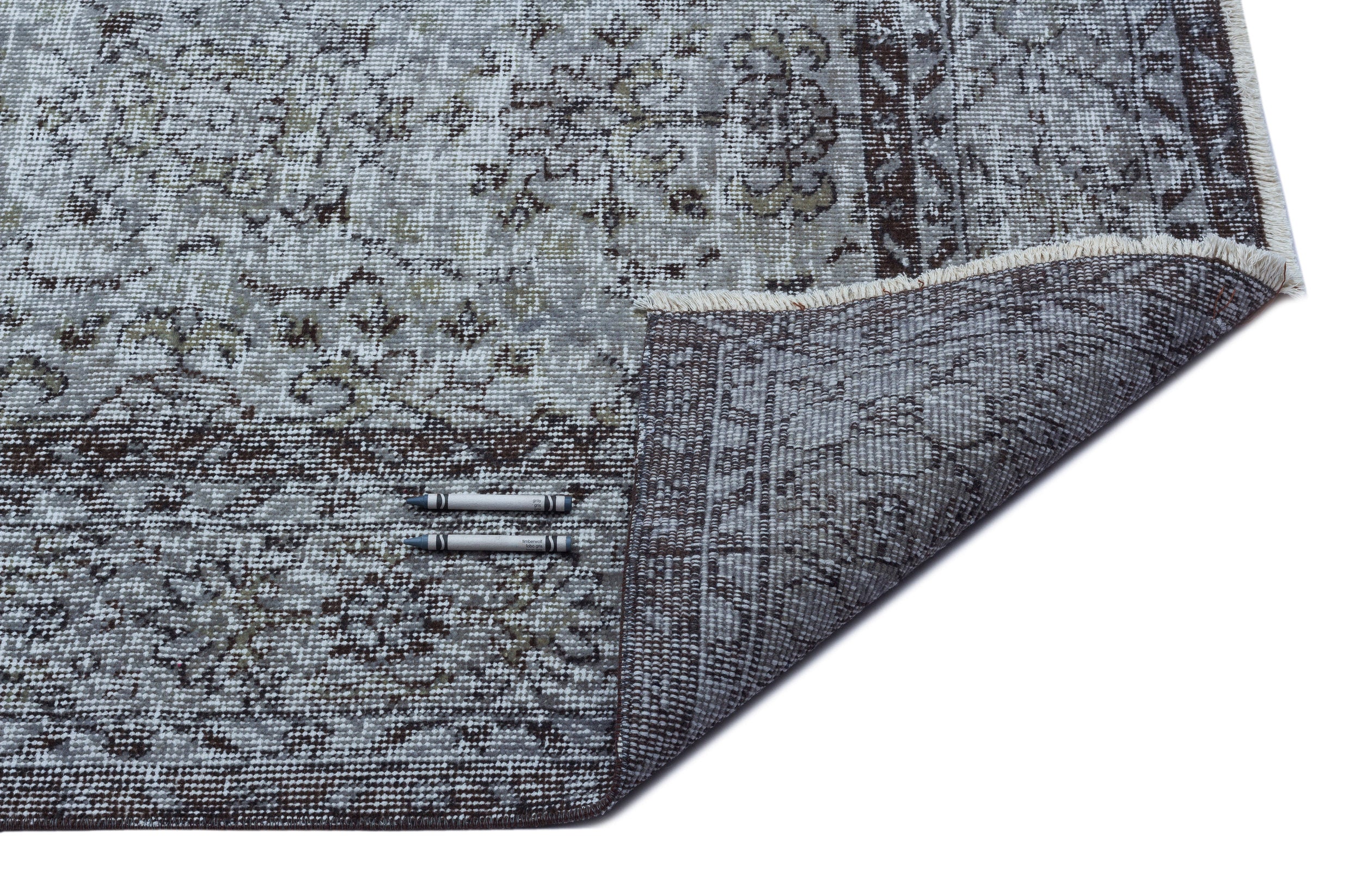 Gray Over Dyed Vintage Rug 5'7'' x 9'9'' ft 170 x 296 cm