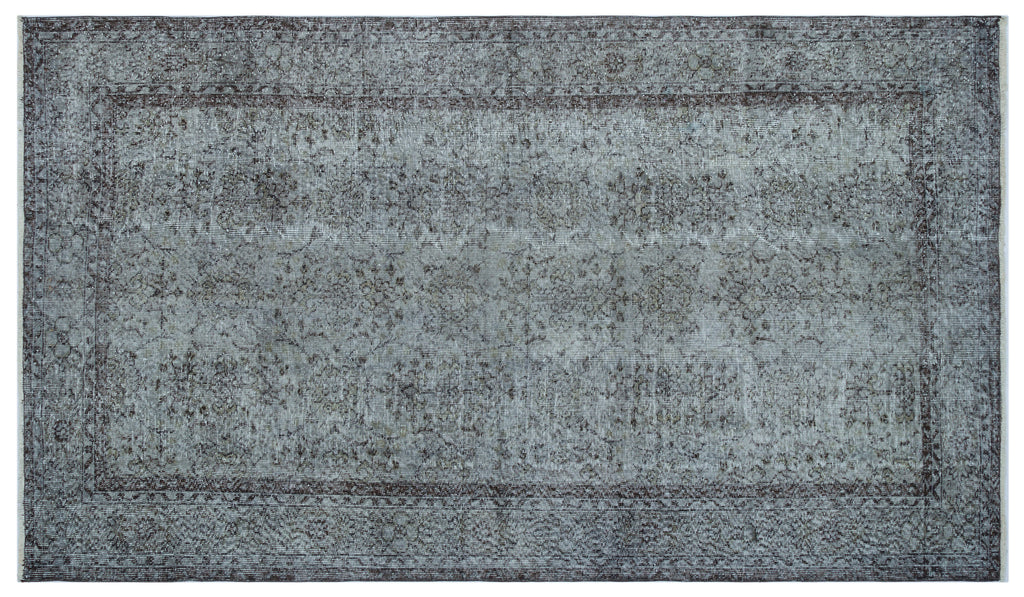 Gray Over Dyed Vintage Rug 5'7'' x 9'9'' ft 170 x 296 cm