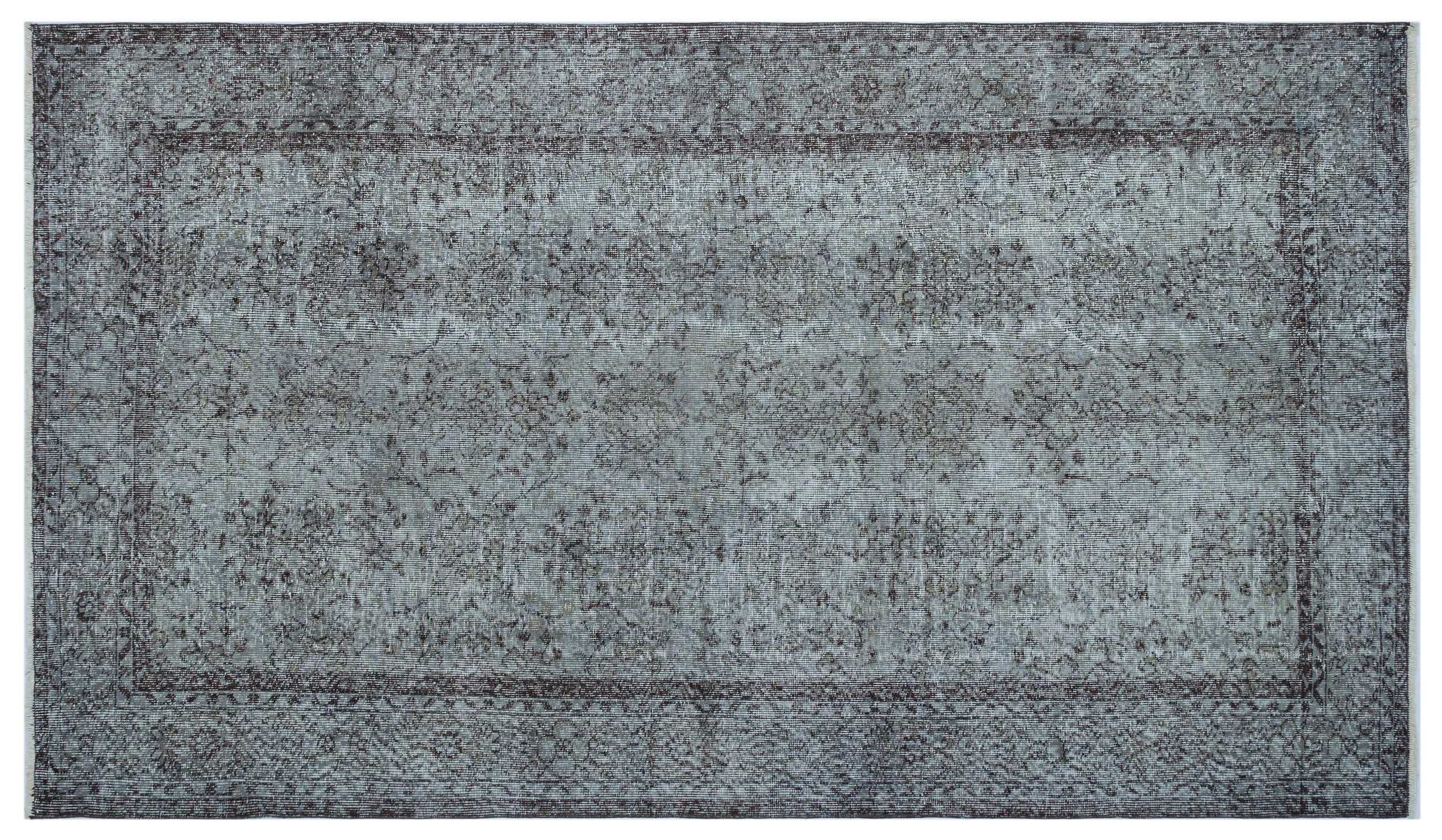 Gray Over Dyed Vintage Rug 5'7'' x 9'9'' ft 170 x 296 cm