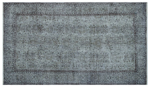 Gray Over Dyed Vintage Rug 5'7'' x 9'9'' ft 170 x 296 cm