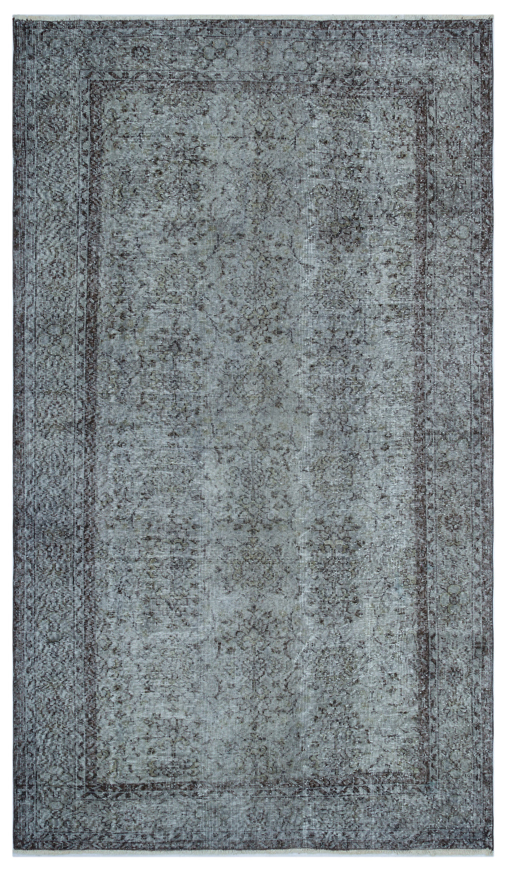 Gray Over Dyed Vintage Rug 5'7'' x 9'9'' ft 170 x 296 cm