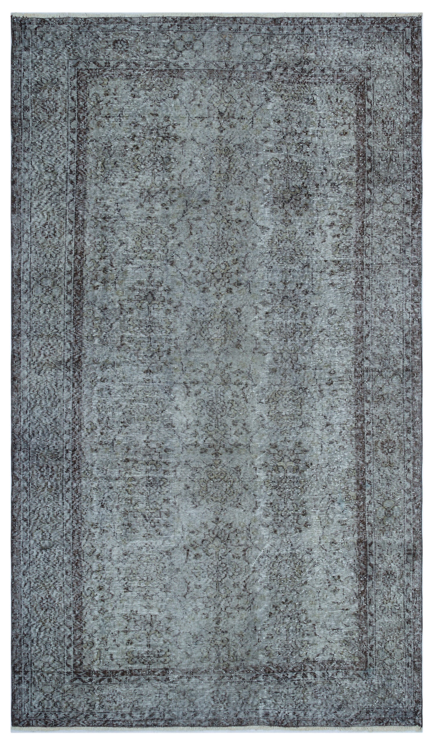 Gray Over Dyed Vintage Rug 5'7'' x 9'9'' ft 170 x 296 cm
