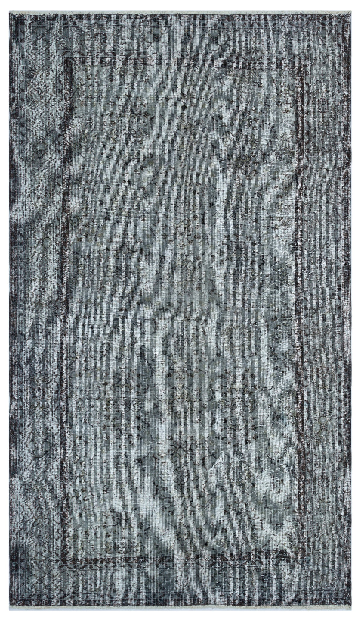 Gray Over Dyed Vintage Rug 5&#39;7&#39;&#39; x 9&#39;9&#39;&#39; ft 170 x 296 cm