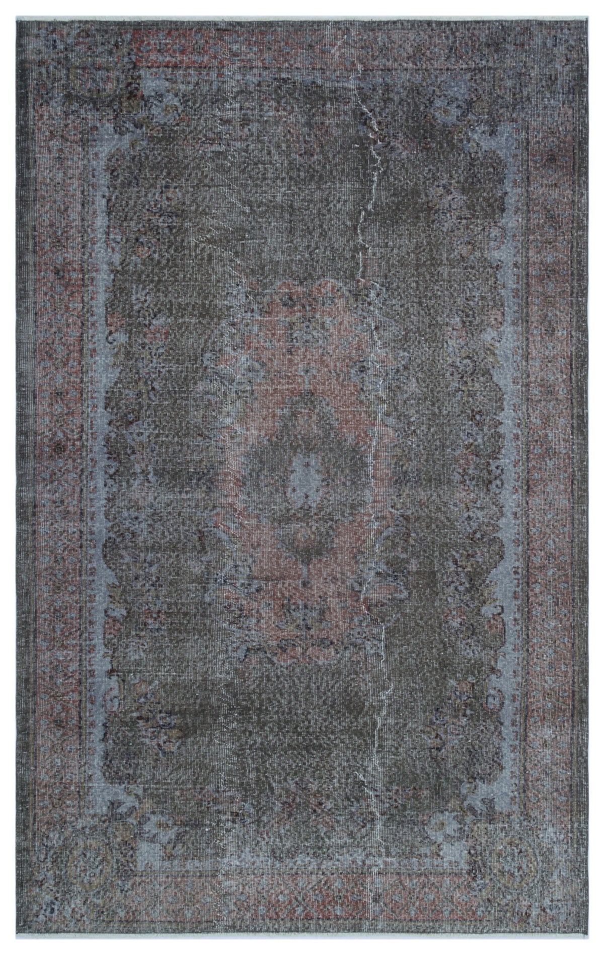 Gray Over Dyed Vintage Rug 5&#39;7&#39;&#39; x 8&#39;10&#39;&#39; ft 170 x 270 cm