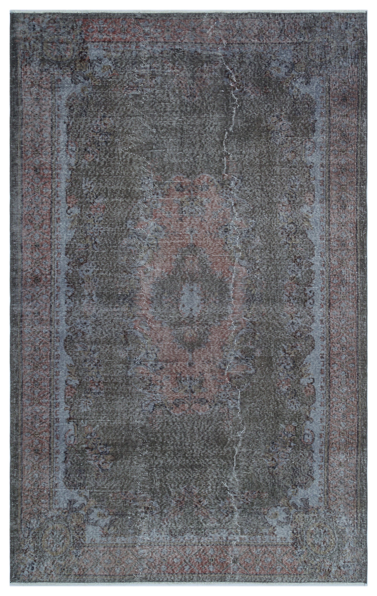 Gray Over Dyed Vintage Rug 5'7'' x 8'10'' ft 170 x 270 cm