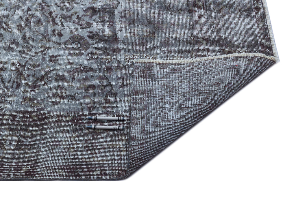Gray Over Dyed Vintage Rug 5'11'' x 9'5'' ft 180 x 287 cm
