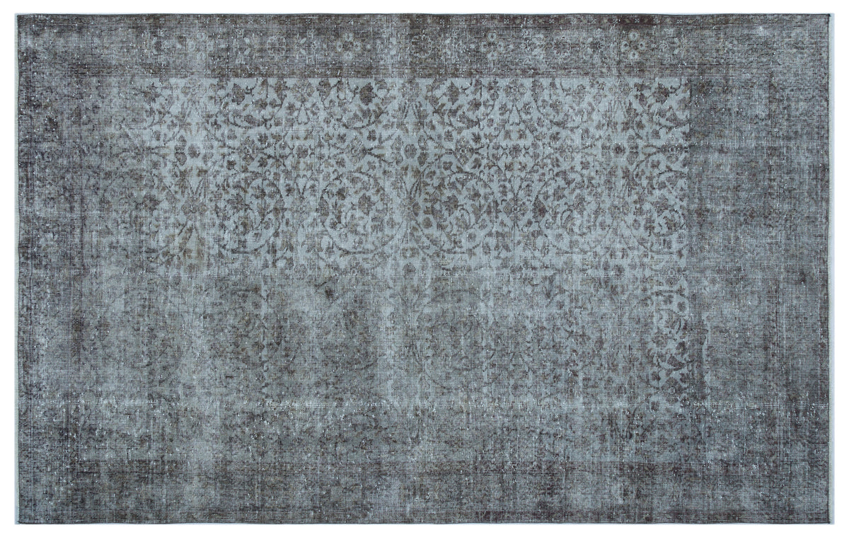 Gray Over Dyed Vintage Rug 5&#39;11&#39;&#39; x 9&#39;5&#39;&#39; ft 180 x 287 cm