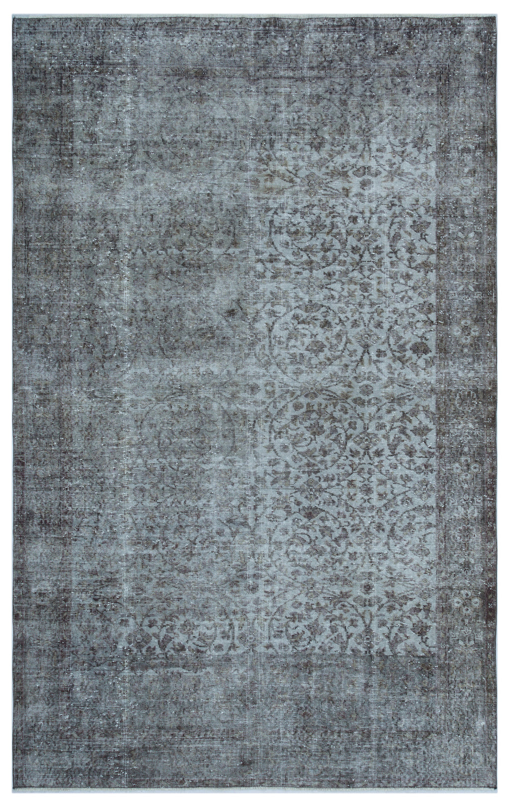 Gray Over Dyed Vintage Rug 5'11'' x 9'5'' ft 180 x 287 cm