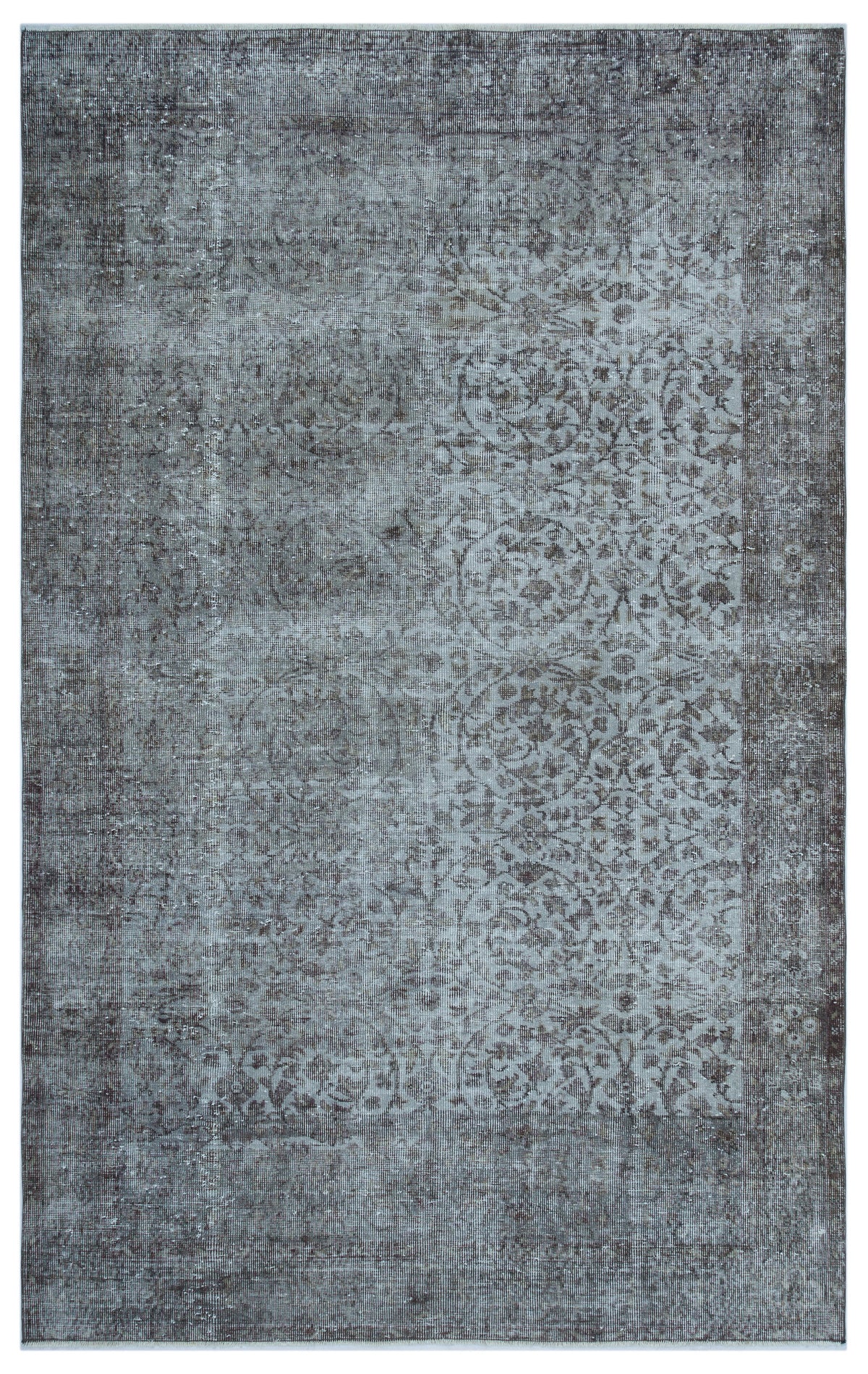 Gray Over Dyed Vintage Rug 5&#39;11&#39;&#39; x 9&#39;5&#39;&#39; ft 180 x 287 cm