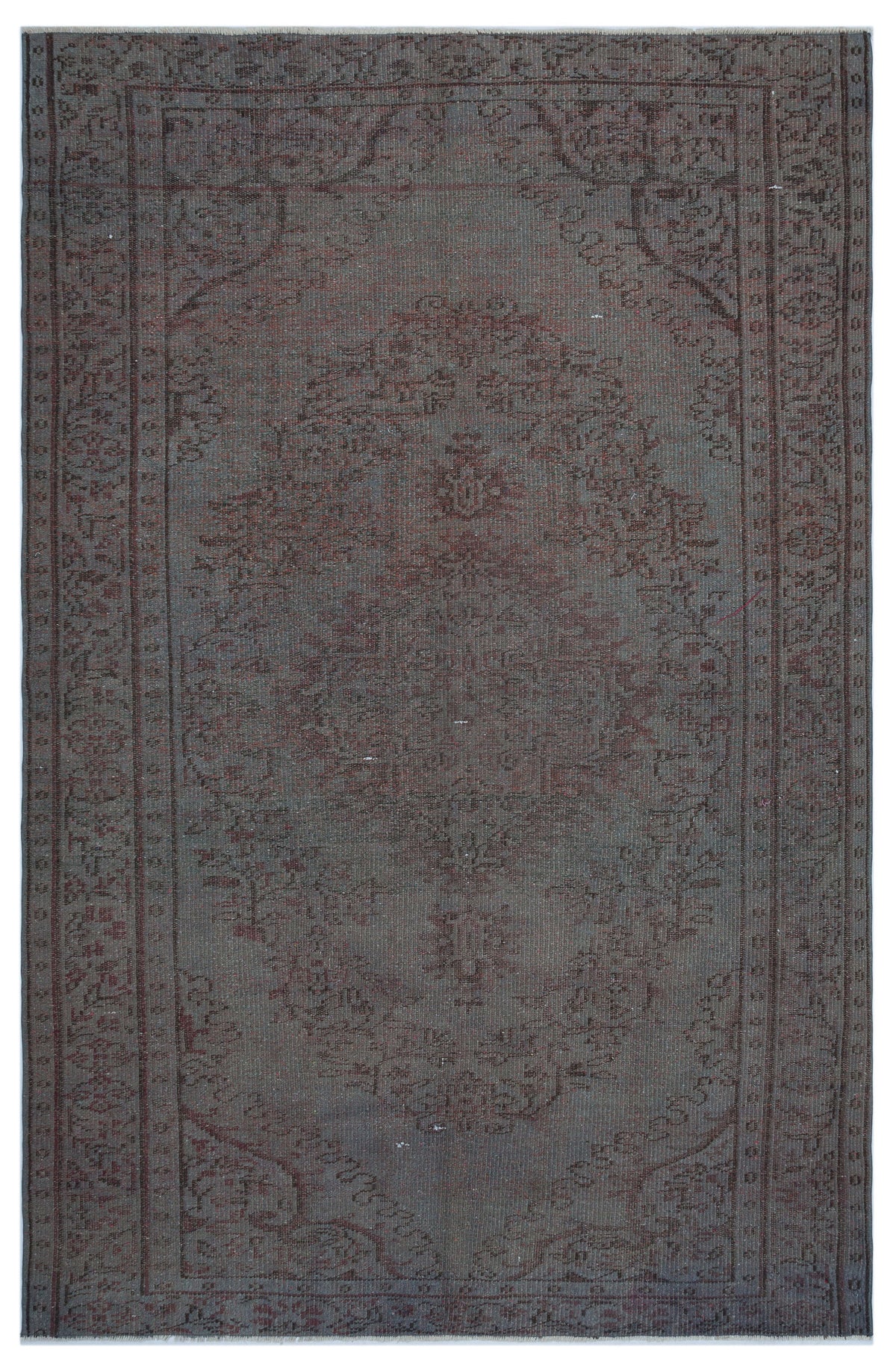 Gray Over Dyed Vintage Rug 5&#39;7&#39;&#39; x 8&#39;8&#39;&#39; ft 170 x 264 cm