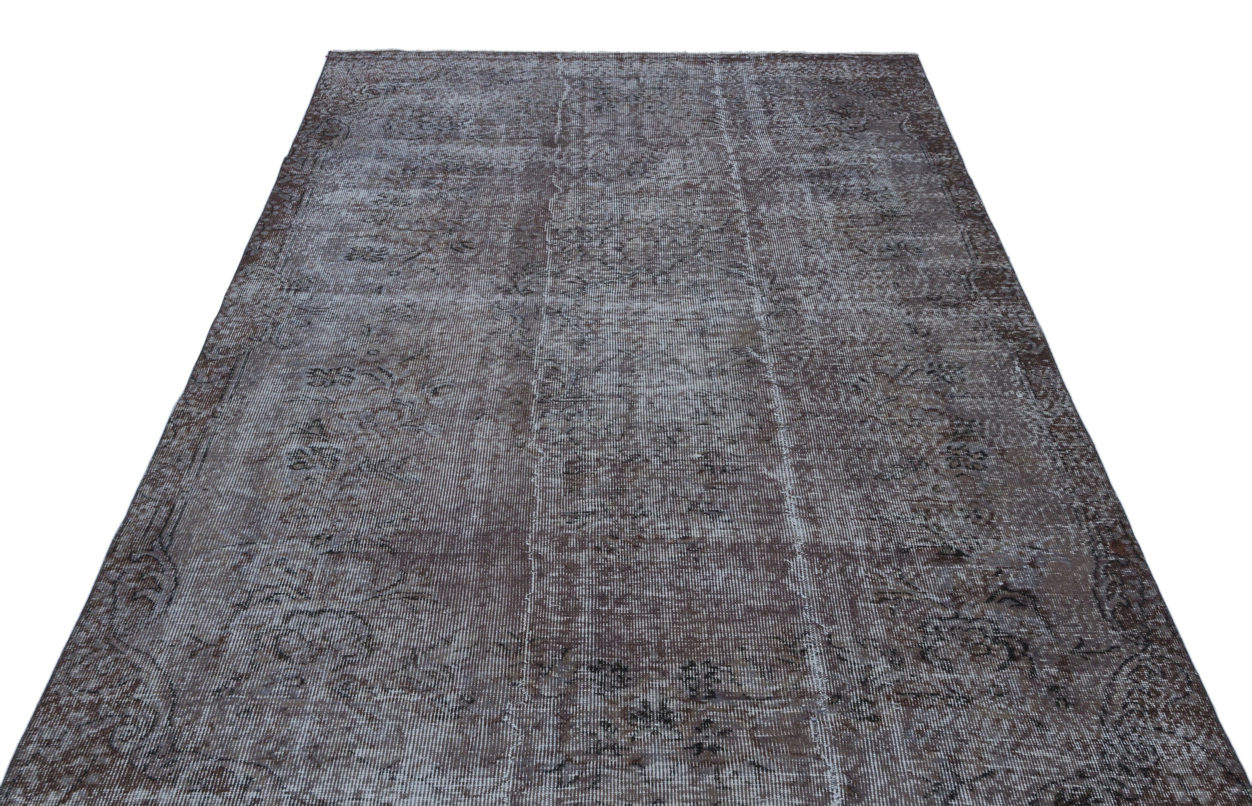 Gray Over Dyed Vintage Rug 5'6'' x 8'12'' ft 168 x 274 cm