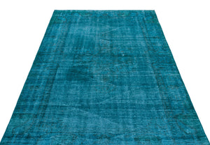 Turquoise  Over Dyed Vintage Rug 5'1'' x 8'4'' ft 154 x 253 cm