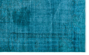 Turquoise  Over Dyed Vintage Rug 5'1'' x 8'4'' ft 154 x 253 cm