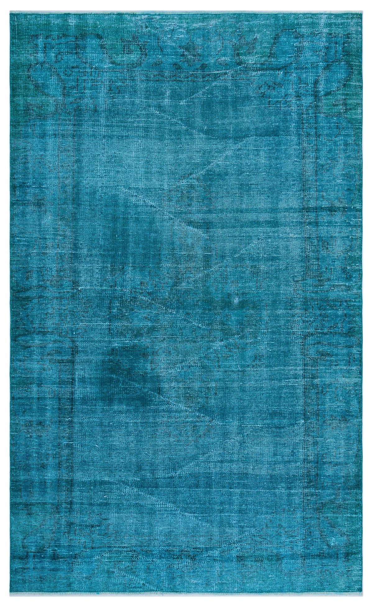 Turquoise  Over Dyed Vintage Rug 5&#39;1&#39;&#39; x 8&#39;4&#39;&#39; ft 154 x 253 cm