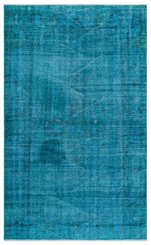 Turquoise  Over Dyed Vintage Rug 5'1'' x 8'4'' ft 154 x 253 cm