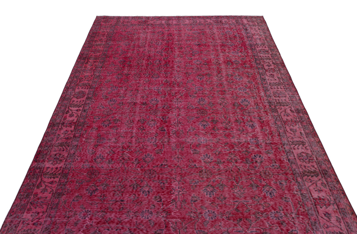Fuchsia Over Dyed Vintage Rug 5&#39;7&#39;&#39; x 9&#39;7&#39;&#39; ft 170 x 291 cm