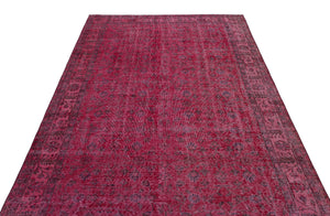 Fuchsia Over Dyed Vintage Rug 5'7'' x 9'7'' ft 170 x 291 cm