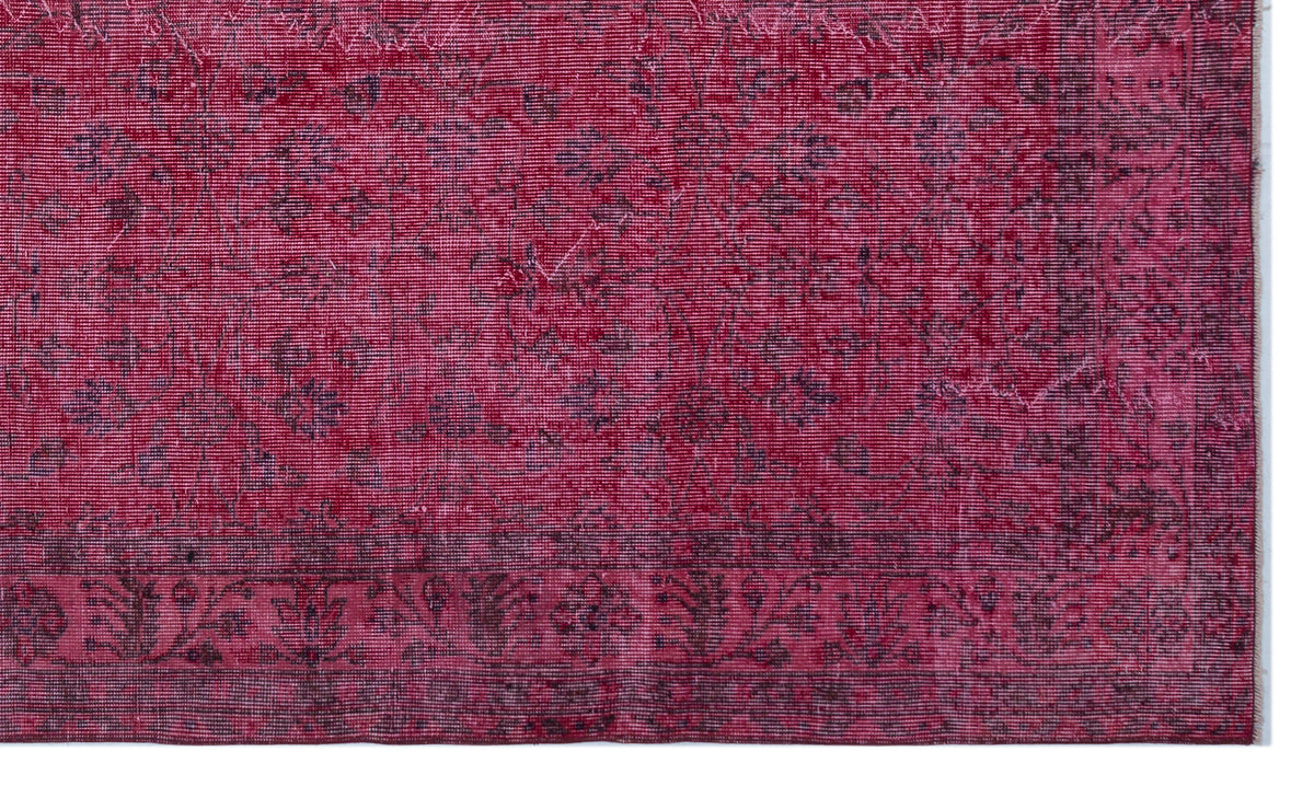 Fuchsia Over Dyed Vintage Rug 5&#39;7&#39;&#39; x 9&#39;7&#39;&#39; ft 170 x 291 cm