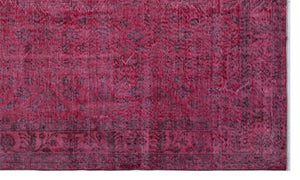 Fuchsia Over Dyed Vintage Rug 5'7'' x 9'7'' ft 170 x 291 cm