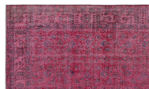 Fuchsia Over Dyed Vintage Rug 5'7'' x 9'7'' ft 170 x 291 cm