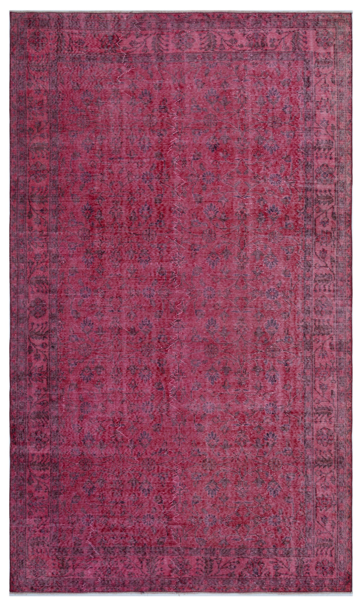 Fuchsia Over Dyed Vintage Rug 5&#39;7&#39;&#39; x 9&#39;7&#39;&#39; ft 170 x 291 cm