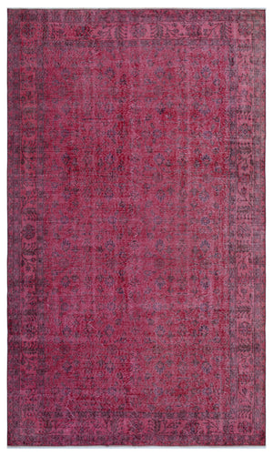 Fuchsia Over Dyed Vintage Rug 5'7'' x 9'7'' ft 170 x 291 cm