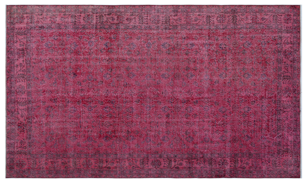 Fuchsia Over Dyed Vintage Rug 5'7'' x 9'7'' ft 170 x 291 cm