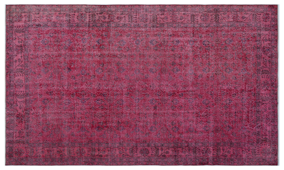 Fuchsia Over Dyed Vintage Rug 5&#39;7&#39;&#39; x 9&#39;7&#39;&#39; ft 170 x 291 cm