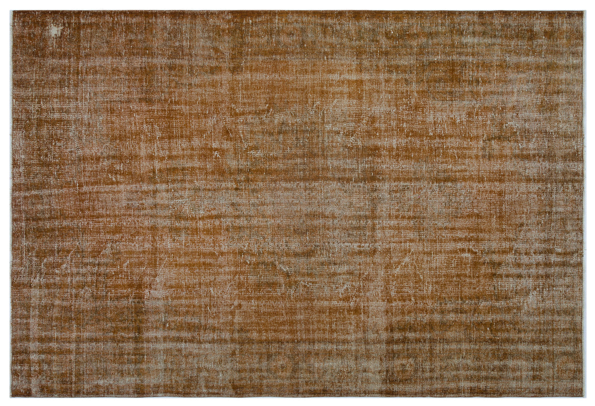 Brown Over Dyed Vintage Rug 6&#39;1&#39;&#39; x 8&#39;12&#39;&#39; ft 185 x 274 cm