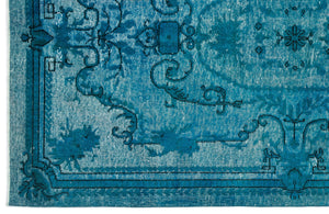 Turquoise  Over Dyed Carved Rug 4'12'' x 8'8'' ft 152 x 263 cm