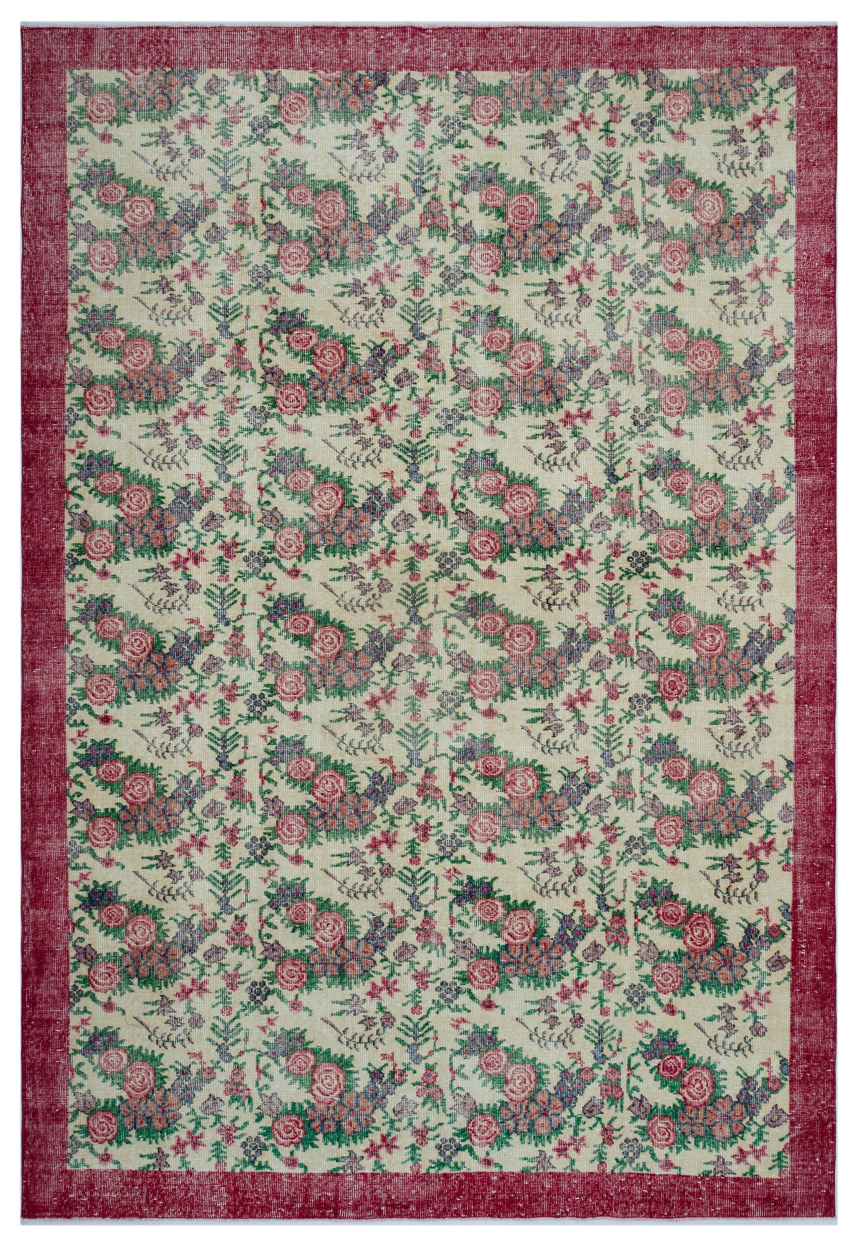 Retro Over Dyed Vintage Rug 7'4'' x 10'7'' ft 223 x 322 cm