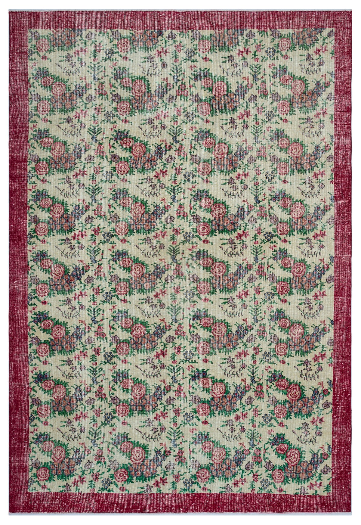 Retro Over Dyed Vintage Rug 7&#39;4&#39;&#39; x 10&#39;7&#39;&#39; ft 223 x 322 cm