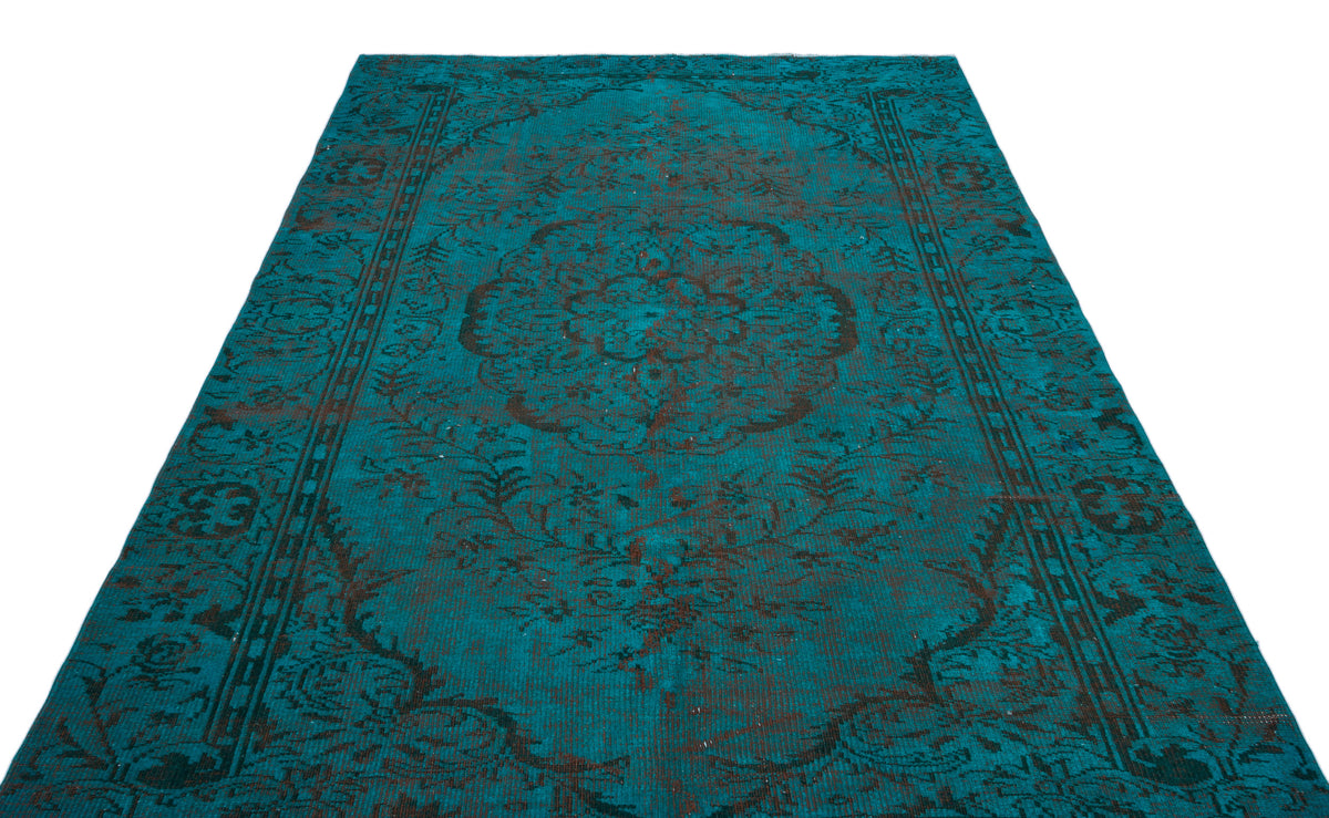 Turquoise  Over Dyed Vintage Rug 6&#39;1&#39;&#39; x 9&#39;3&#39;&#39; ft 186 x 283 cm