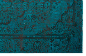 Turquoise  Over Dyed Vintage Rug 6'1'' x 9'3'' ft 186 x 283 cm