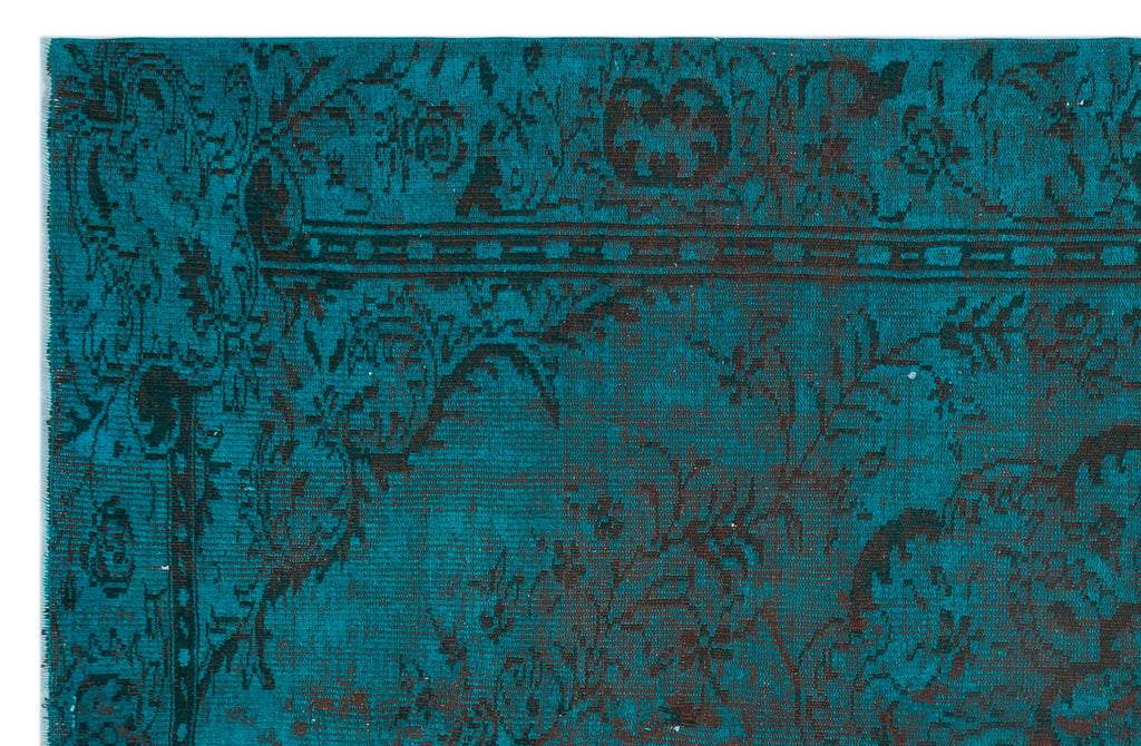 Turquoise  Over Dyed Vintage Rug 6'1'' x 9'3'' ft 186 x 283 cm