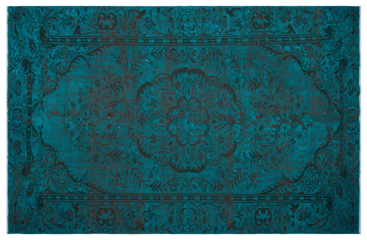 Turquoise  Over Dyed Vintage Rug 6&#39;1&#39;&#39; x 9&#39;3&#39;&#39; ft 186 x 283 cm