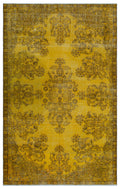 Yellow Over Dyed Vintage Rug 6'4'' x 10'1'' ft 193 x 308 cm