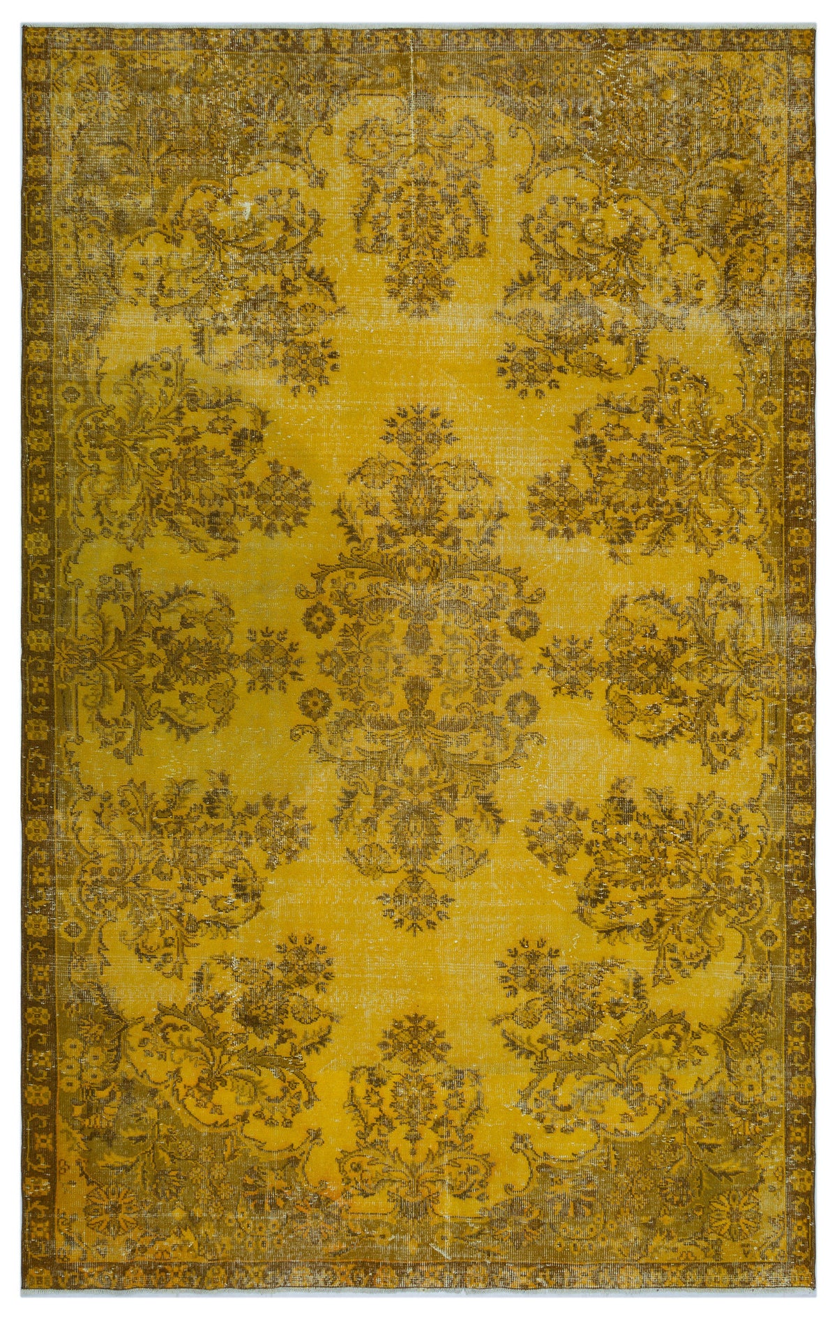 Yellow Over Dyed Vintage Rug 6&#39;4&#39;&#39; x 10&#39;1&#39;&#39; ft 193 x 308 cm