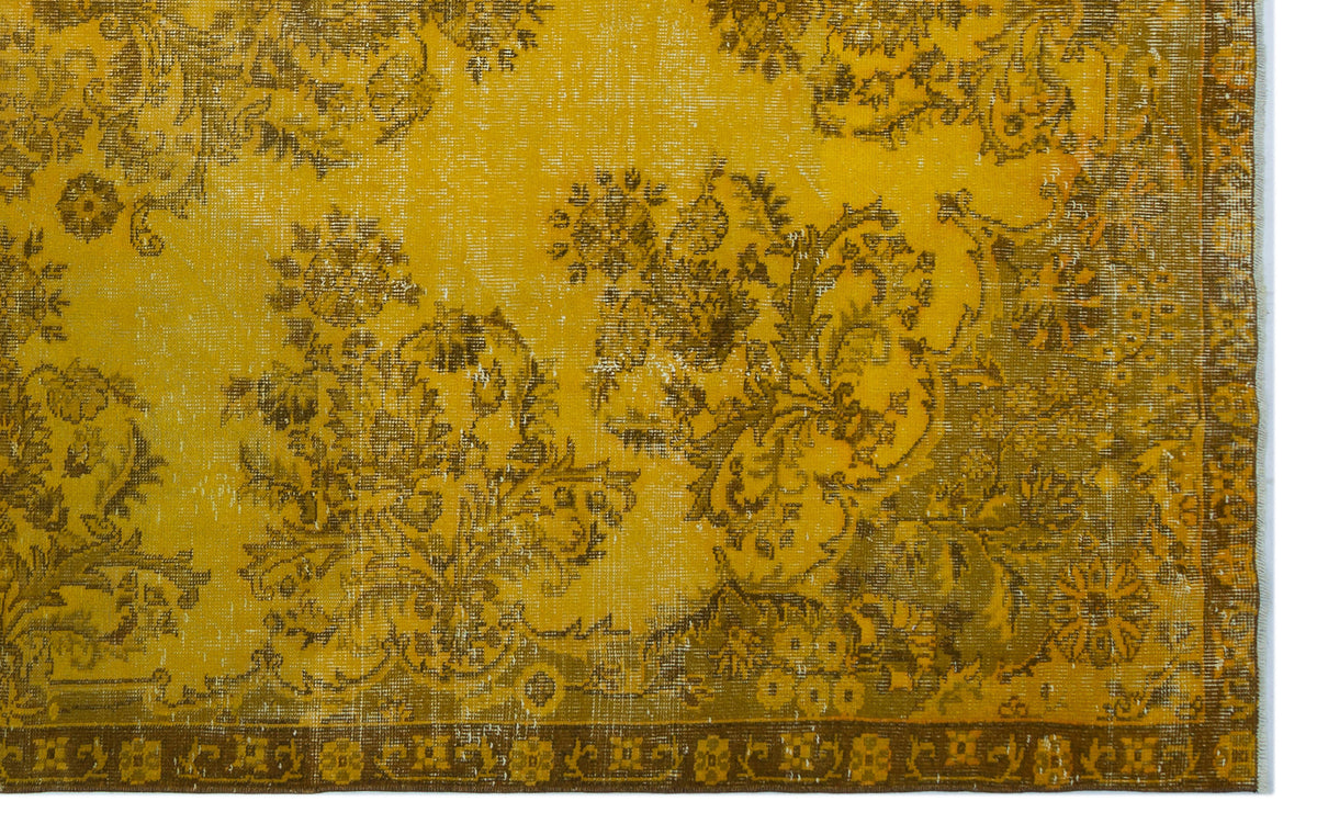 Yellow Over Dyed Vintage Rug 6&#39;4&#39;&#39; x 10&#39;1&#39;&#39; ft 193 x 308 cm