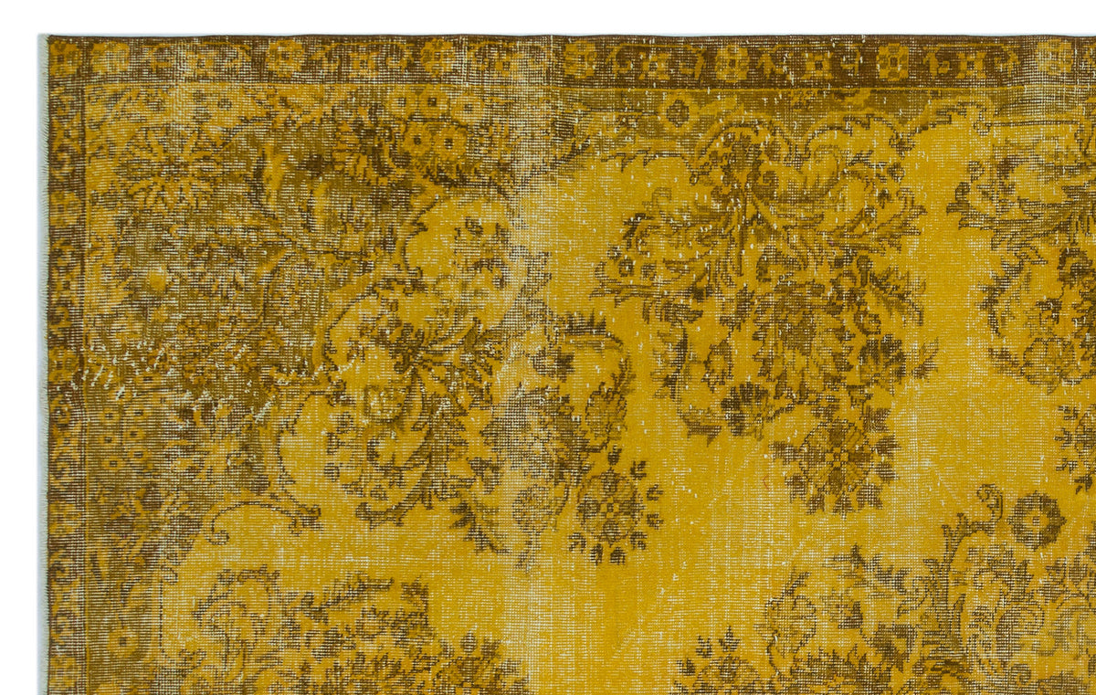 Yellow Over Dyed Vintage Rug 6&#39;4&#39;&#39; x 10&#39;1&#39;&#39; ft 193 x 308 cm