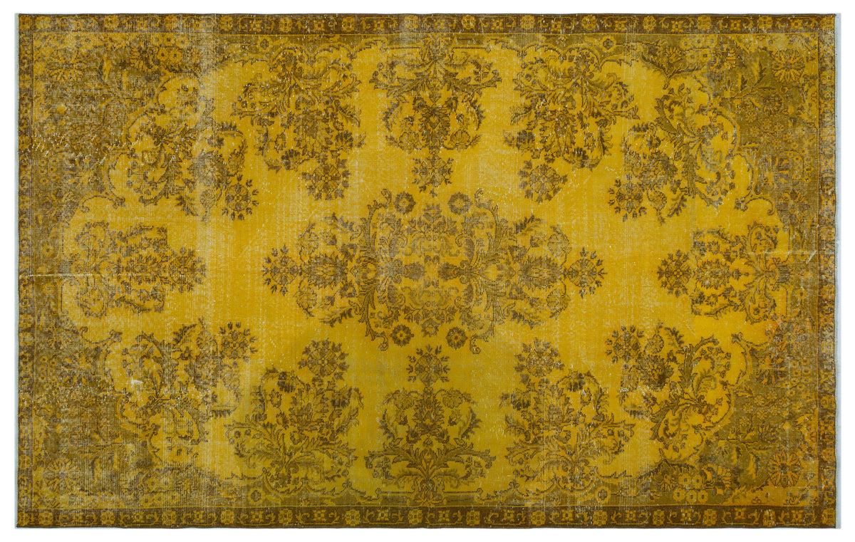 Yellow Over Dyed Vintage Rug 6&#39;4&#39;&#39; x 10&#39;1&#39;&#39; ft 193 x 308 cm