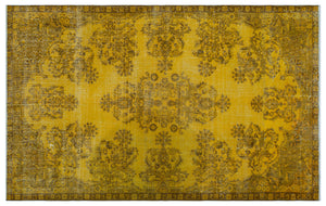 Yellow Over Dyed Vintage Rug 6'4'' x 10'1'' ft 193 x 308 cm