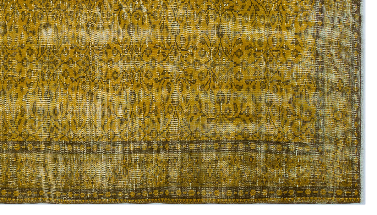 Yellow Over Dyed Vintage Rug 5&#39;2&#39;&#39; x 9&#39;4&#39;&#39; ft 157 x 284 cm
