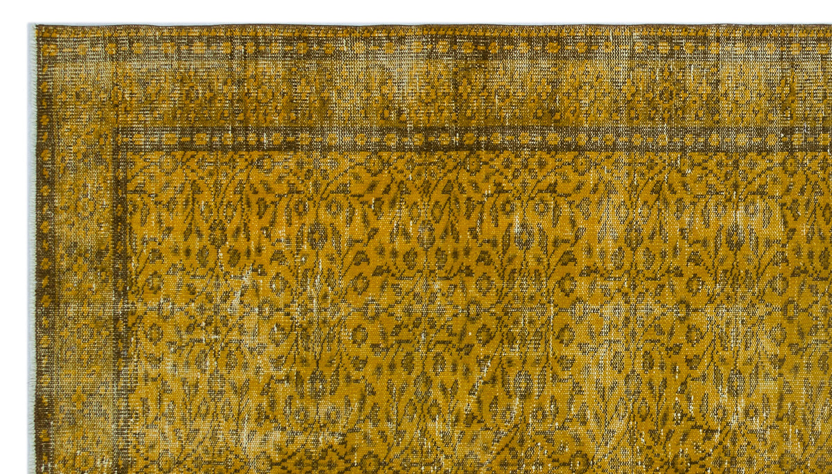 Yellow Over Dyed Vintage Rug 5&#39;2&#39;&#39; x 9&#39;4&#39;&#39; ft 157 x 284 cm