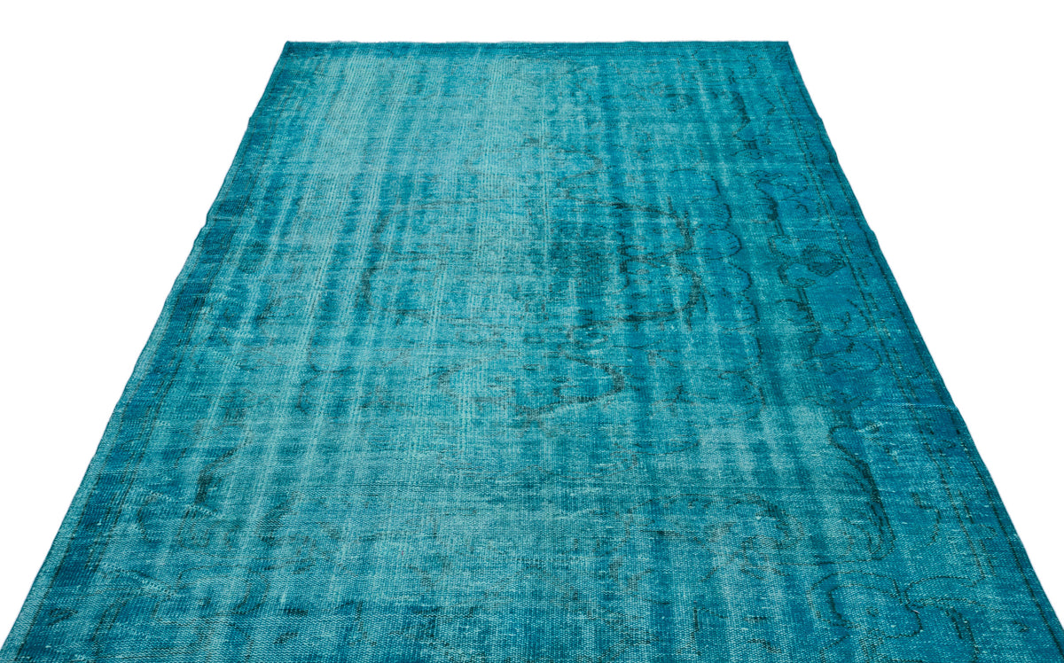 Turquoise  Over Dyed Vintage Rug 5&#39;10&#39;&#39; x 9&#39;1&#39;&#39; ft 178 x 278 cm