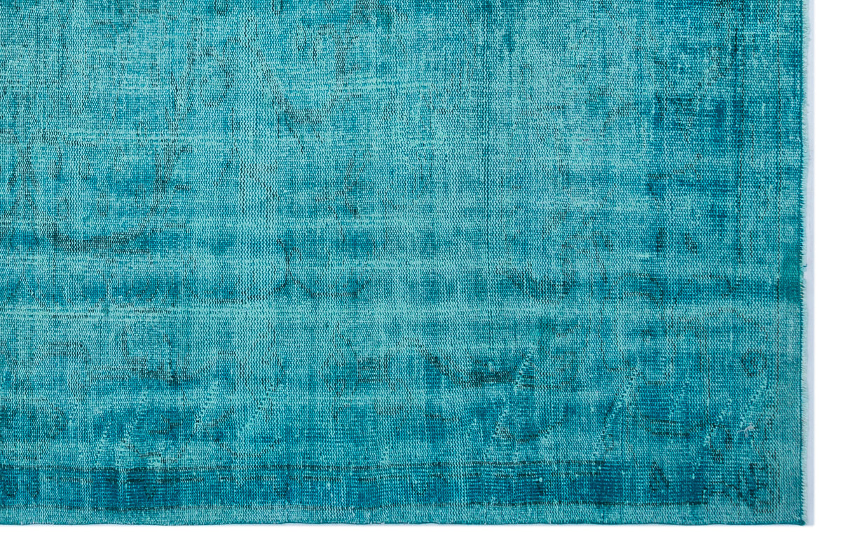 Turquoise  Over Dyed Vintage Rug 5&#39;10&#39;&#39; x 9&#39;1&#39;&#39; ft 178 x 278 cm