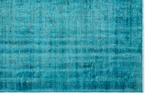 Turquoise  Over Dyed Vintage Rug 5'10'' x 9'1'' ft 178 x 278 cm