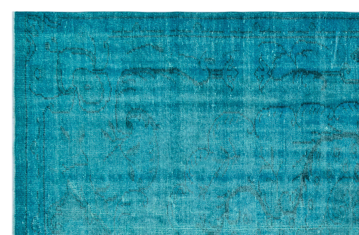 Turquoise  Over Dyed Vintage Rug 5&#39;10&#39;&#39; x 9&#39;1&#39;&#39; ft 178 x 278 cm