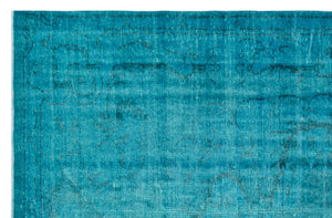 Turquoise  Over Dyed Vintage Rug 5'10'' x 9'1'' ft 178 x 278 cm