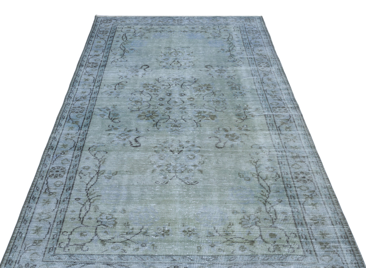 Blue Over Dyed Vintage Rug 4&#39;9&#39;&#39; x 8&#39;8&#39;&#39; ft 146 x 265 cm
